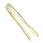 Stainless Steel Ice Tongs, 7 Inch Sugar Ice Pastry Sugar Cooking Clip Clamp, Bar Tongs for Ice Bucket Sugar Cubes Coffee Bar Food Serving(Gold)