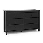 Storkcaft Alpine 6 Drawer Dresser (Black) – Stylish Storage Dresser Chest for Bedroom, 6 Spacious Drawers with Handles, Coordinates with Any Kids Bedroom or Baby Nursery