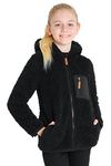 CityComfort Fleece Jacket for Kids, Zip Up Fuzzy Teddy Hoodie (Black, 13-14 Years)