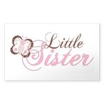 CafePress Pink Butterfly Little Sister Rectangle Sticker Rectangle Bumper Sticker Car Decal