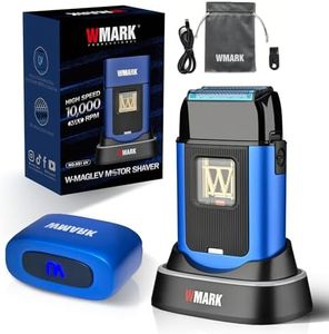 WMARK Electric Foil Shavers for Men Electric Razor for Men Cordless Beard Shaver with UV Protection, Maglev Vector Motor 10000RPM, Blue-Titanium 3-Blade Floating, USB-C Rechargeable NG-XS1 UV