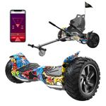 RCB Hoverboard and Kart Bundle for Kids with Hoverkart Set，SUV Hoverboard with APP Control, All Terrain 8.5 '' Hummer with Bluetooth for Self-Balanced Hoverboards, Gift for Kid and Adult