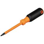 Klein Tools 6884INS Insulated Screwdriver, 1000V #1 Square Tip Screwdriver with 4-Inch Shank, Tip-Ident, Cushion-Grip Handle