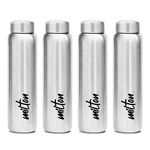 MILTON Aqua 1000 Stainless Steel Water Bottle, Set of 4, 950 ml Each, Silver | 100% Leak Proof | Office Bottle | Gym Bottle | Home | Kitchen | Hiking | Treking Bottle | Travel Bottle