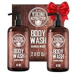 Viking Revolution - Shower Gel Men 340 ml x 2 - Natural Body Wash - Mens Shower Gel with Vitamin E and Rosemary Oil - Smoothes & Moisturises - Sandalwood