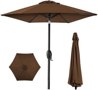 Best Choice Products 7.5ft Heavy-Duty Round Outdoor Market Table Patio Umbrella w/Steel Pole, Push Button Tilt, Easy Crank Lift - Brown