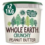 Whole Earth Crunchy Peanut Butter 2 x 1kg, Original Nut Spread Made with All Natural Ingredients, No Added Sugar, Gluten Free, Vegetarian & Vegan Friendly, Bulk Buy (2 x 1 kg Tubs)