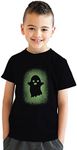 Youth Glowing Ghost Glow in The Dark Tshirt Cool Halloween Costume Tee Funny T Shirts Halloween T Shirt for Kids Novelty T Shirts for Kids Black L