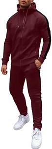 COOFANDY Men'S Casual Tracksuit Activewear Full Zip Hoodie Sweat Suit Long Sleeve Zipper Casual Hoodie Set (Wine Red XL)