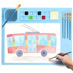 Optifit® 50*40cm Silicone Craft Mat for Painting Play Doh and Clay for Kids, Non-Stick Multipurpose Silicone Sheet with Cleaning Cup and Color Mixing Plate for Arts and Crafts, Painting