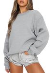 Eniloyal Womens Crewneck Sweatshirt Grey Pullover Hoodies Baggy Light Fall Fleece Sweaters Long Sleeve Fall Warm Shirts