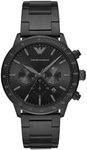 Emporio Armani Men's Quartz Chronograph Watch chronograph Display and Black, Black/black Stainless Steel Strap, AR11242