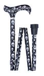 Classic Canes Contemporary Chic Skulls Cane – Derby Handle Stylish Fashionable Foldable Adjustable Aluminium Walking Stick 79-89cm 315g – Modern Unique Ergonomic Support, Non-Slip Rubber Ferrule