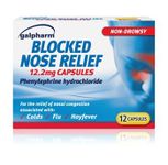 Galpharm Blocked Nose Relief | 12 Capsules | Un-block Your Nose | Non Drowsy | Relieves Nasal Congestion Associated with Colds, Flu, Hayfever & Allergies