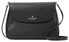 Kate spade New York Women's Monica Pebbled Leather Flap Crossbody Bag, Black