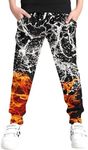 UNICOMIDEA Boys Pants Girls Funny Sweatpants Classical Sports Pants for Kids 6-16Y, 12-orange Black White, 10-12 Years