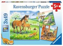 Ravensburger 08029, Cuddle Time 3 X 49 Piece Puzzles in A Box, 3 X 49 Piece Puzzles for Kids, Every Piece is Unique, Pieces Fit Together Perfectly, Multicolor, 8.25" X 8.25"