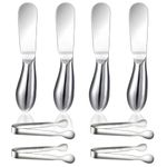 Spreader Knife Set,8-Piece Cheese and Butter Spreader Knives,Mini Serving Tongs,Stainless Steel Multipurpose Butter Knives Used for Cheese, Cold Butter, Jam and Other Kitchen Daily