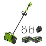 Greenworks 48V (24V x 2) 12" Brushless Cordless Snow Shovel with Led Lights & Directional Vanes, Electric Snow Thrower Blower Removal, (2) 4.0Ah Batteries & 4A Dual Port Rapid Charger Included