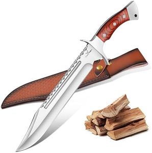 TAN REN Machete Fixed Blade Knife with Sheath, Camping Bushcraft Knife with Wood Handle, Outdoor Knives for Men, Red