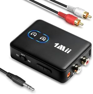 1Mii [Upgraded] ML302 Bluetooth 5.3 Transmitter Receiver, RCA AUX Wireless Audio Adapter, 30H Playtime, Dual Link, aptX LL/AD/HD Hi-Fi Sound for TV, Home Stereo, Speaker, Headphones