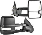 YITAMOTOR Towing Mirrors Compatible with 2014-2018 Silverado Sierra 1500, 2015-2019 Silverado Sierra 2500 HD 3500 HD, Power Heated Manually Folding Switchback LED Turn Signal Light (Black Inside)