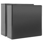 Amazon Basics 4" Heavy-Duty View 3 Ring Binder, Black, 2/Pack