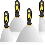 HASTHIP® Putty Scrapers, Putty Knives, Putty Knife Set, Spackle Metal Scraper Tool for Drywall Finishing, Plaster Scraping, Decals, and Wallpaper (4 Pack, 5", 4", 3", 1.5" Wide)