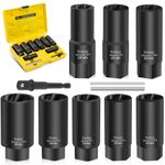 TOPEC 10PCS Deep Lug Nut Remover Heavy Duty, 1/2" Drive Impact Wheel Lock Removal Kit, Spiral Type Lug Nut Removal Tool for Removing Stripped, Broken, Damaged, Rounded Bolts, Nuts & Screws