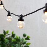 Lights4fun Pro Connect Outdoor Connectable Festoon String Lights Warm White LED Clear Cap Black Cable 25m Plug in IP44