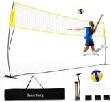 Hezeyferg 20FT Freestanding Volleyball Training Net, 5 Height Adjustable Portable Volleyball Net Set, Quick Setup Volleyball Practice Net System for Indoor or Outdoor Use (Yellow)