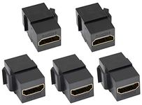 AAOTOKK HDMI Keystone Coupler, Gold Plated HDMI Keystone Jack Insert Female to Female 3D 4K Coupler Adapter for Wall Plate (Black/5 Pack)