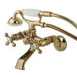 Kingston Brass Ks265Pb Clawfoot Tub Wall Mount Faucet, Polished Brass