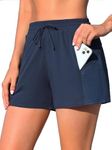 ATTRACO Womens Swim Shorts Tummy Control Bathing Suit Shorts Boy Short Swim Bottom Side Split Navy XL