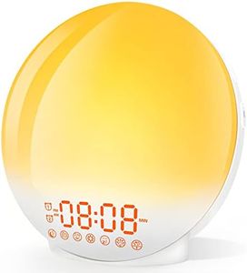 Sunrise Alarm Clock Wake Up Light For Kids, Alarm Clocks For Bedrooms, Light Alarm Clock For Heavy Sleepers Adults, Loud Alarm Clock& 7 Sounds, Dual Alarms, Snooze, FM Radio, Sleep Aid, Ideal for Gift