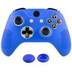 eXtremeRate Soft Anti-slip Dark Blue Silicone Controller Cover Skins Thumb Grips Caps Protective Case for Xbox One S/Xbox One X