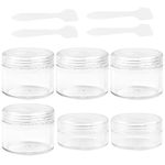 6Pcs Travel Bottles Pots Sample Pots Mini Travel Pots for Toiletries 10ml 20ml Small Clear Travel Containers Jars Leakproof Round Empty Plastic Cosmetic Jars with Lids Spatulas for Cream Makeup