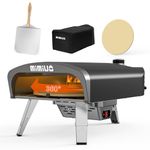 Mimiuo Outdoor Gas Fired Pizza Oven with Automatic Rotation System & UK Gas Regulator, Portable Tisserie G-Oven Series Black Coated, includes 13" Pizza Stone & Foldable Pizza Peel & Pizza Cover