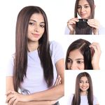 HairOriginals Thick Hair Patch Hair Extensions for thinning or low-volume hair|| 100% Natural Human Hair Extension - Natural Brown, 16 Inches