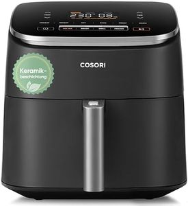 Cosori Turboblaze Airfryer, Heißluftfritteuse mit Keramikbeschichtung, 9-in-1 Air Fryer XXL 6L, leiser DC Motor mit 5 Geschwindigkeitsstufen, Backen, Gären, Dehydrieren, Tiefkühlen, 87 Rezepte