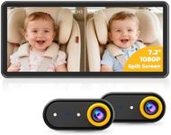 LUCKVIEW BM5PRO 7.2" 1080P HD Baby Car Camera for 2 Kids, Split Screen with IR Night Vision, Easy to Install & Adjust Brightness, Dual Car Camera Baby Monitor for Rear Seat Safety (Yellow)