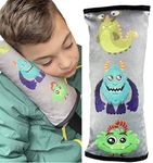 HECKBO Monster car Seatbelt Pillow for Children - Machine Washable - Girl boy Kids Children Soft car seat Belt Cover Sleeping Pillows Protection car Travel Pillow Cushion Vacation