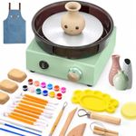 Alldeer Mini Pottery Wheel Kit - 6" Turntable Two-Way Rotation Clay Wheel, Metal Frame, Removable Splash Tray Ceramic Making Kit with 18PCS Sculpting Tools, Pottery DIY Machine for Kids and Beginners