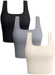 OQQ Women's 3 Piece Tank Tops Ribbe