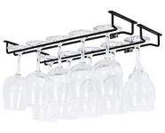 MBCARE Wine Rack Upside Down Hanging Wine Glass Holder Organizer Hangers for Kitchen Cabinet, Bar, Hotel & café -12.6x4.5x2-Inch, 2-Pack - (Black)