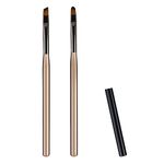 SAVITA 2pcs Nail Clean Up Brushes, Painting Brushes for Nails with Round & Angled Head Pen Painting Tools Nail Remover Brushes for Art Design & Polish Mistake Cleaning (Tea Brown)