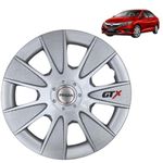 PRIGAN Wheel Cover for Honda City I-VTEC 15 Inch Silver Wheel Cap (Available in 12,13,14,15,16 Inch) (Set of 4 Pcs) (Press Fitting) Model- GTX Silver-15