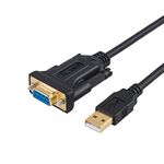 USB to Serial Cable 1M, USB to RS232 Female DB9 9-pin DCE Converter Cord Gold Plated with PL2303 Chipset for Connecting Cisco Switches, Cashier Register, Modem, Scanner, Digital Cameras, CNC, Printer