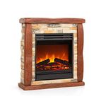 Klarstein Electric Fireplace, Electric Fire and Surround Mantel Suite for Living Room, 1800W LED Flame Fire Place w/Remote Control & Timer, Indoor Log Effect Wood Burner, Electric Fire Suites Heater