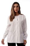 Just Love Womens Solid Jacket Uniform Coat, White, 1X